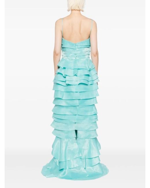 Saiid Kobeisy Blue Layered Organza Dress