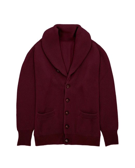 Fortela Red Stoke Shawl-Collar Cashmere Cardigan for men