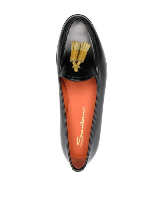 Santoni Black Andrea Tassel-embellished Loafers