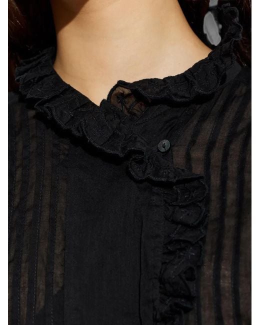 Isabel Marant Black Leota Ruffled Shirt