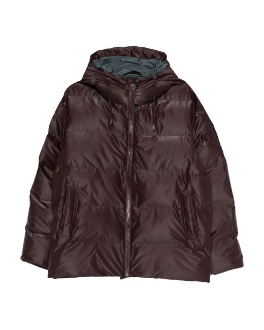 Rains Brown Alta Hooded Zip-Fastening Jacket