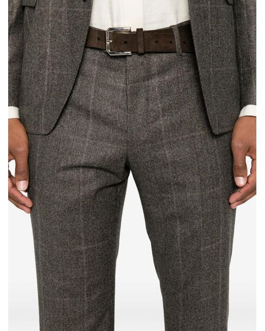 Tagliatore Gray Check-Pattern Wool Suit for men