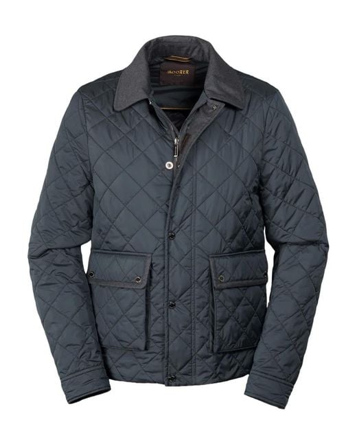 Moorer Blue Diamond-Quilting Down Jacket for men