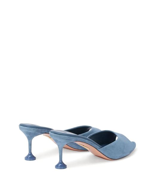 Aquazzura Blue Bisous Mules 65