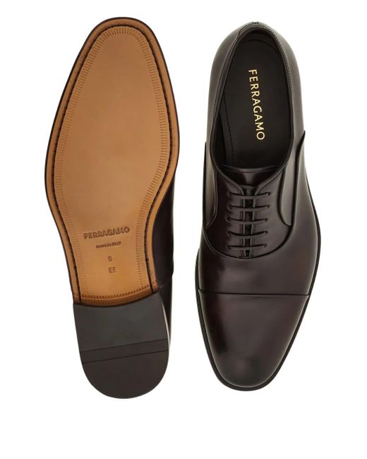 Ferragamo Brown Cap-Toe Lace-Up Oxford Shoes for men