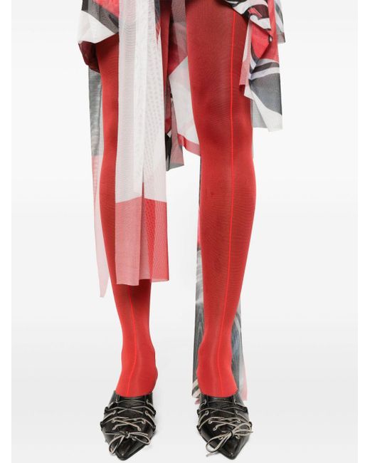 OTTOLINGER Mesh Asymmetric Midi Skirt Red