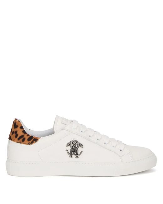 Sneakers Con Inserti Leopardati di Roberto Cavalli in White da Uomo