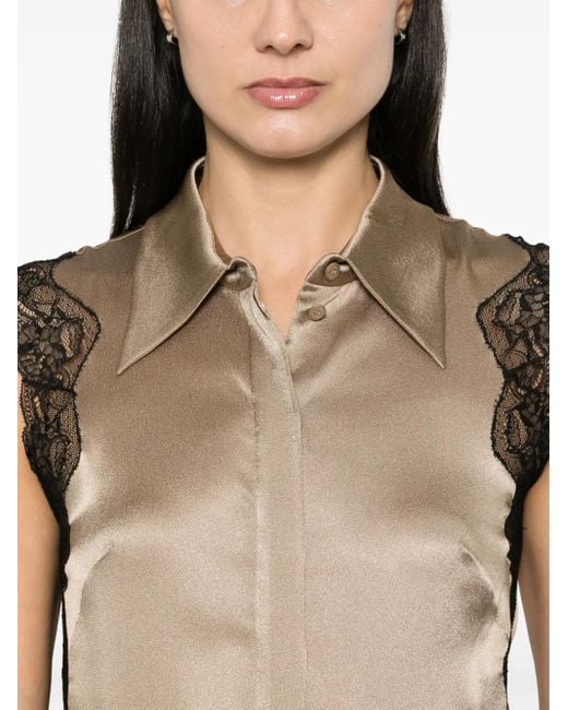 Camisa con paneles de encaje Alberta Ferretti de color Natural