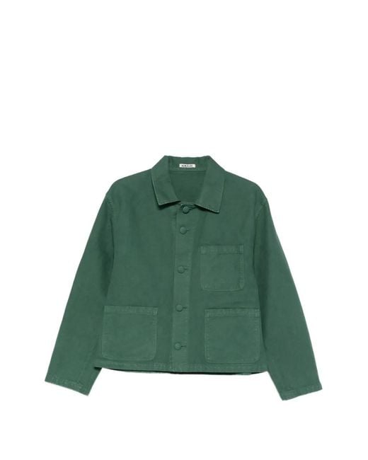 Auralee Green Patch-Pocket Jacket for men