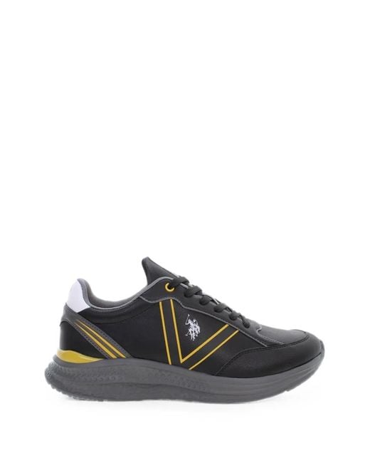 U.S. POLO ASSN. Black Lace-Up Logo-Patch Sneakers for men