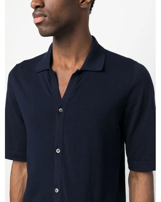 Ballantyne Blue Short-Sleeve Knit Shirt for men
