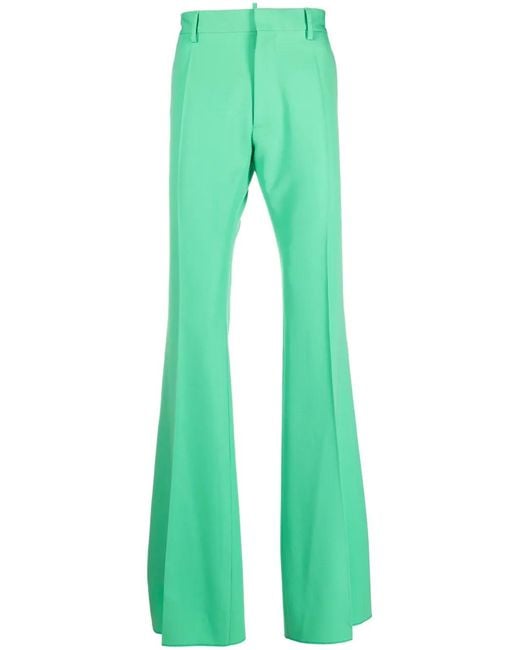 DSquared² Green Virgin-wool Flared Trousers for men