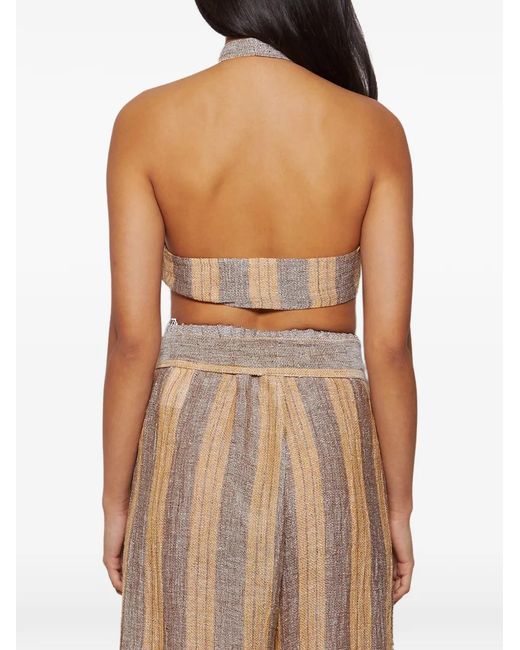Lisa Marie Fernandez Natural Striped Tie Halter Top