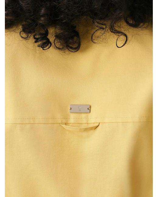 AMI Yellow Cotton Sharp Collar Fitted Shirt