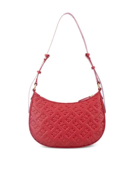 Pinko Red Monogram-Pattern Shoulder Bag