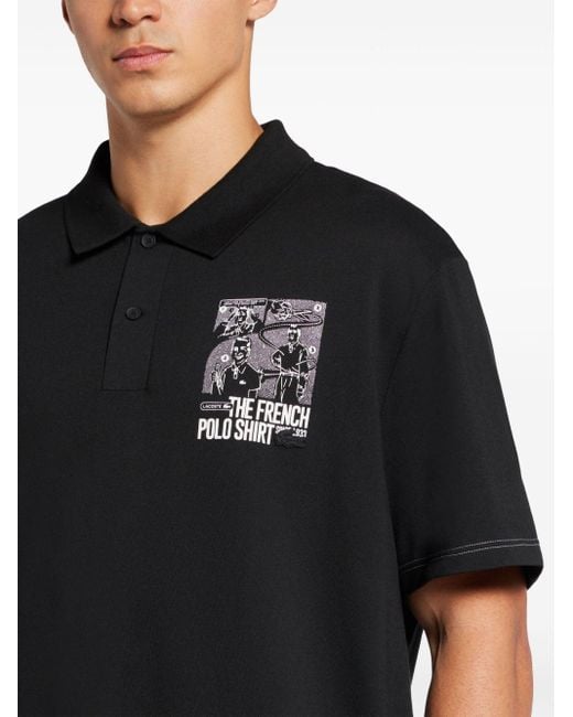 Lacoste Movement Poloshirt mit grafischem Print in Black für Herren