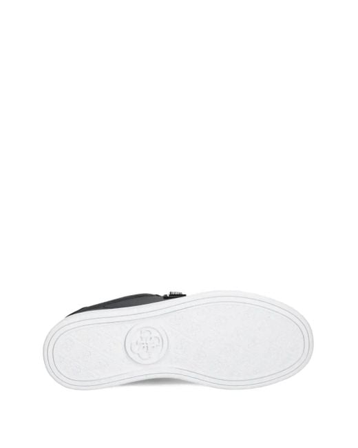 Guess Black Leather Triangle-Logo Sneakers