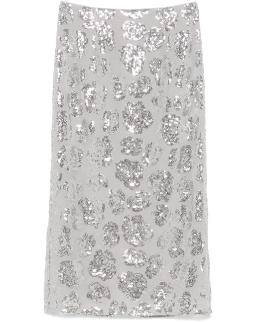 ROTATE BIRGER CHRISTENSEN Gray Chiffon-Midirock Mit Pailletten