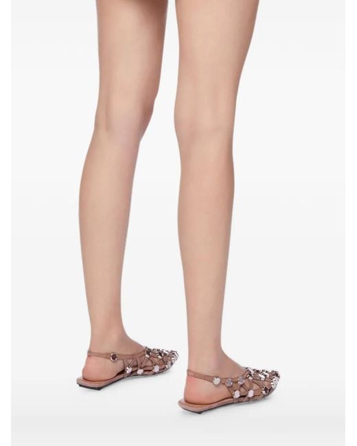 The Attico Pink Grid Embellished Suede Pumps