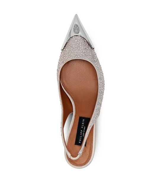 Philipp Plein White 55M Mix Strass Pumps
