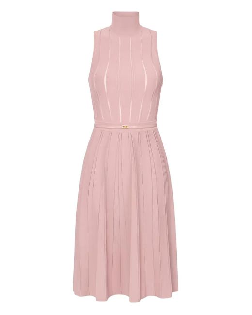 Elisabetta Franchi Pink High-Neck Midi Dress