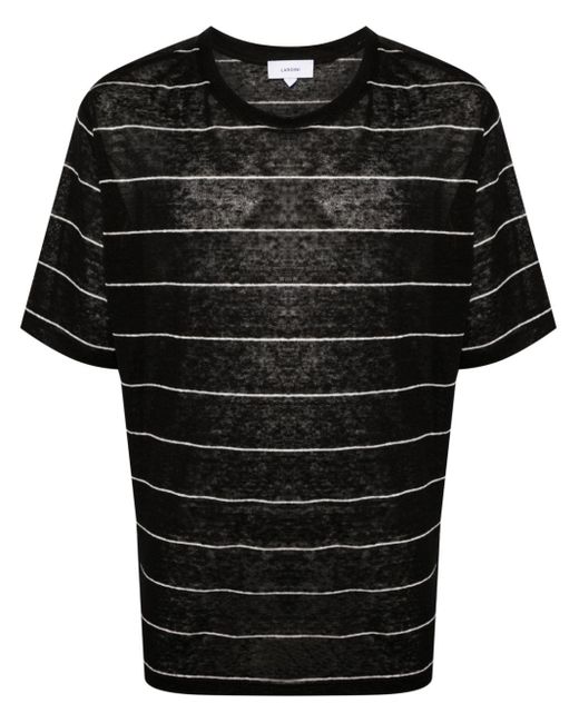 Lardini Black Striped Fine-knit T-shirt for men
