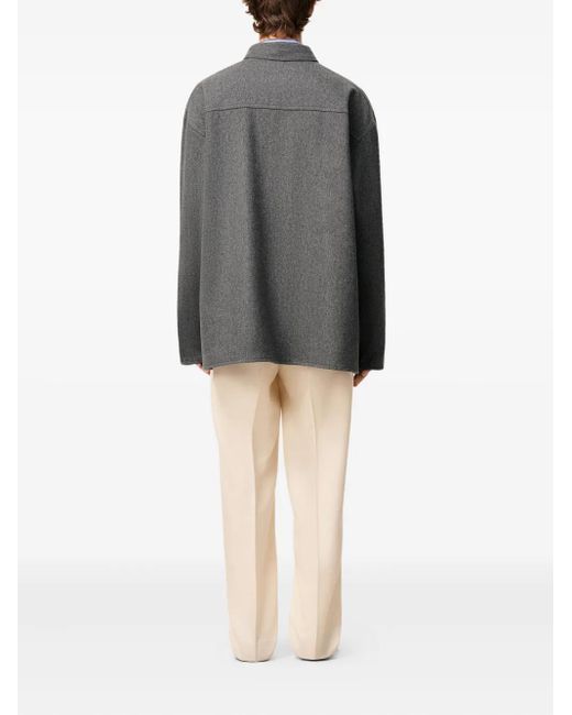 AMI Gray Long-Sleeved Wool Polo Shirt