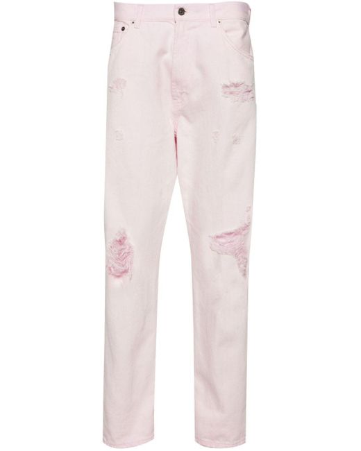 Dondup Pink Mid-rise Tapered-leg Jeans for men