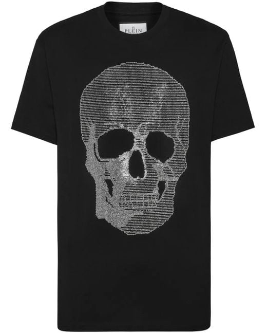T-Shirt En Coton À Ornements Strassés Philipp Plein pour homme en coloris Black