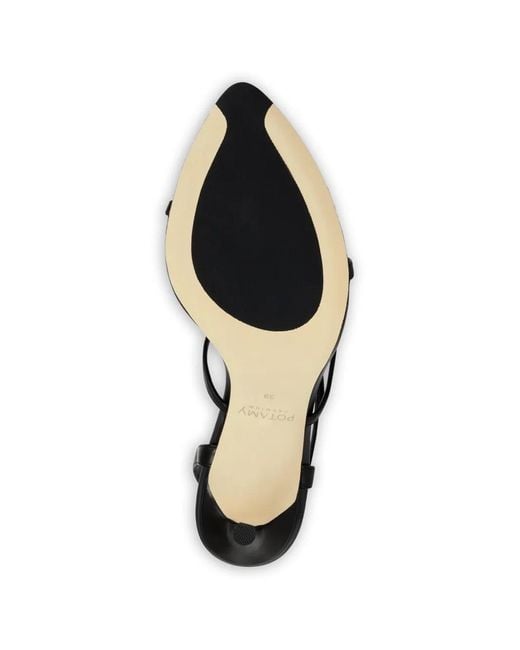 POTAMY White Buckle Strap Sandals