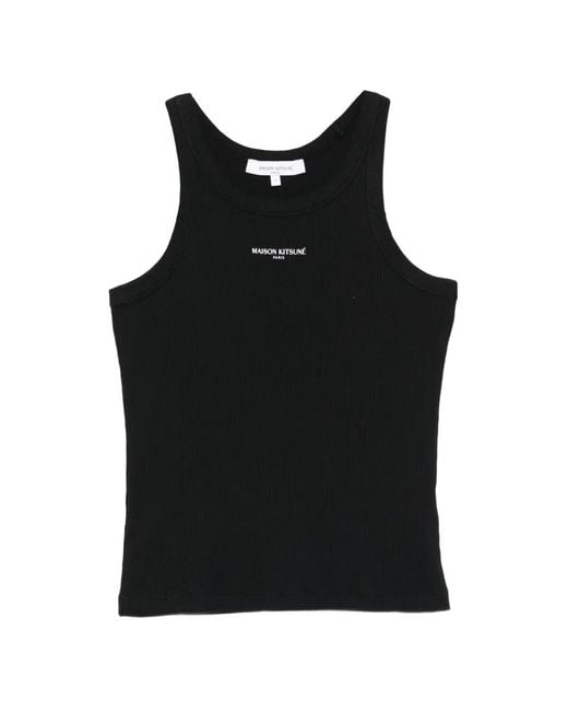 Maison Kitsuné Black Tank Top Ribbed