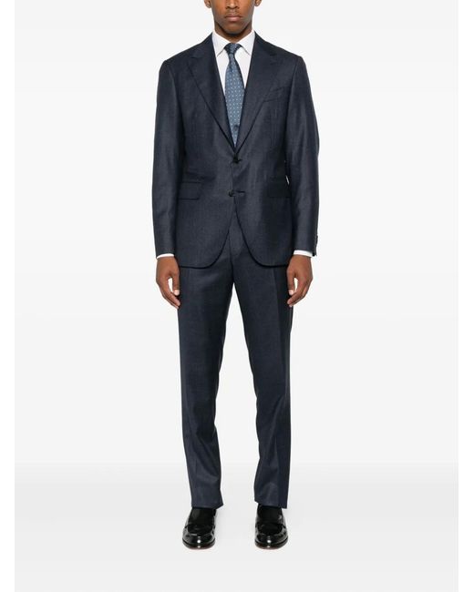 Canali Blue Checked Single-Breasted Suit for men