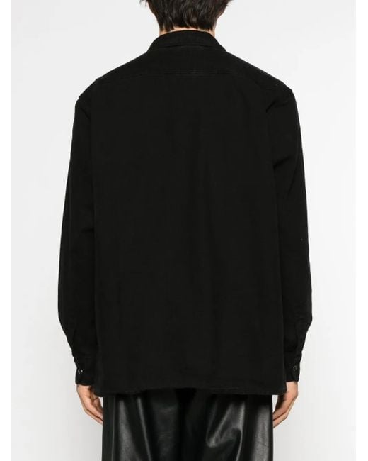 Gcds Black Logo-Patch Cotton Shirt for men