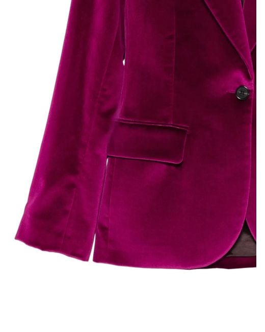 Barbara Bui Purple Velvet Single-Breasted Jacket