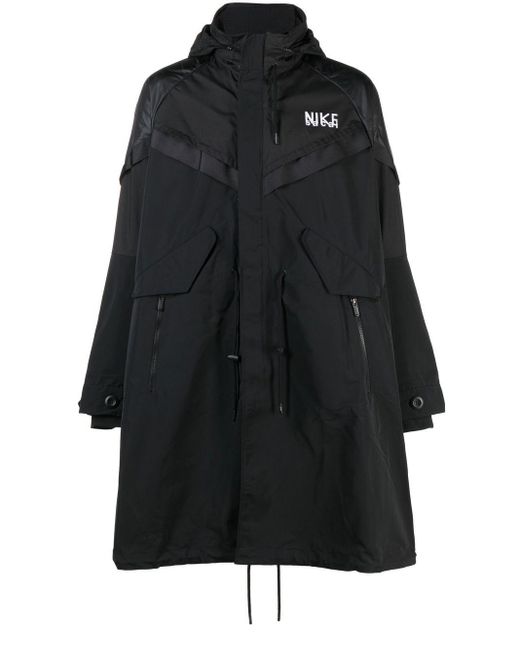 Nike X Sacai Hooded Coat in Black for Men Lyst UK