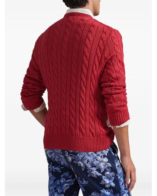Pull À Maille Torsadé En Coton Polo Ralph Lauren pour homme en coloris Red