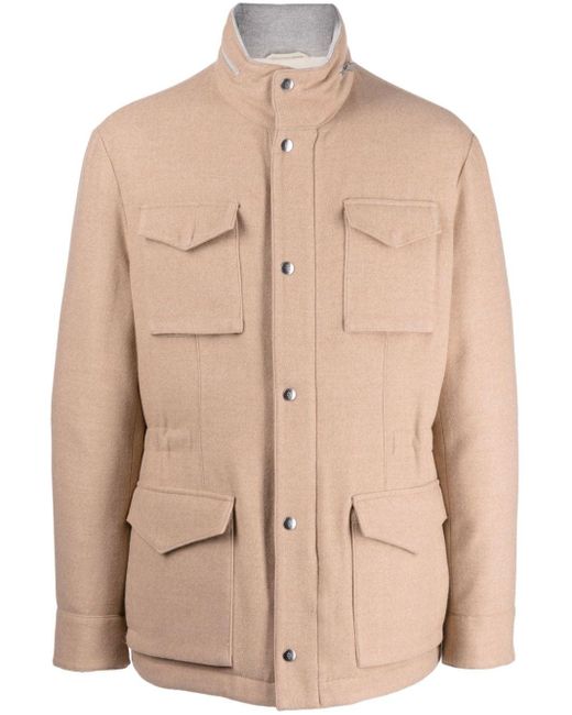 Eleventy Natural High-neck Wool Jacket for men