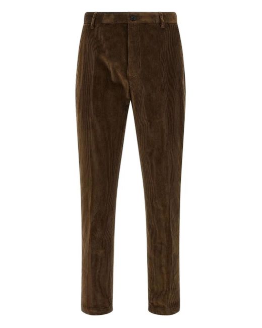 Department 5 Brown Pleat Logo-Patch Trousers for men