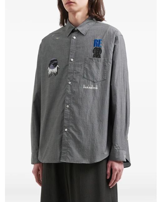 Undercover Gray Patch-Appliqué Pocket Shirt for men