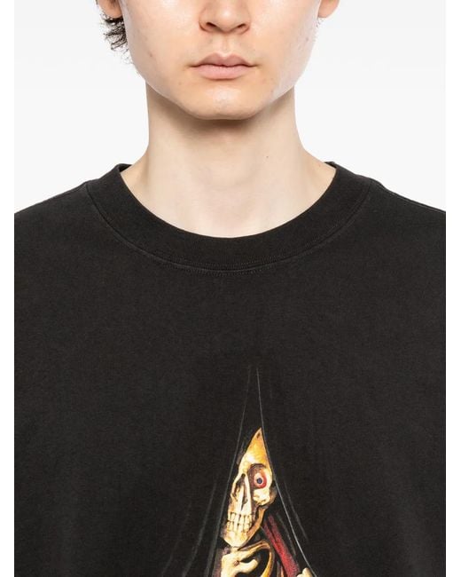 Melt Black Graphic-Print Round Neck T-Shirt for men