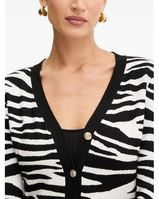 Morgan Black Zebra-Print Button Cardigan