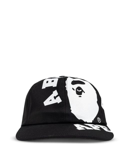 A Bathing Ape Black Graphic-Print Baseball Cap for men