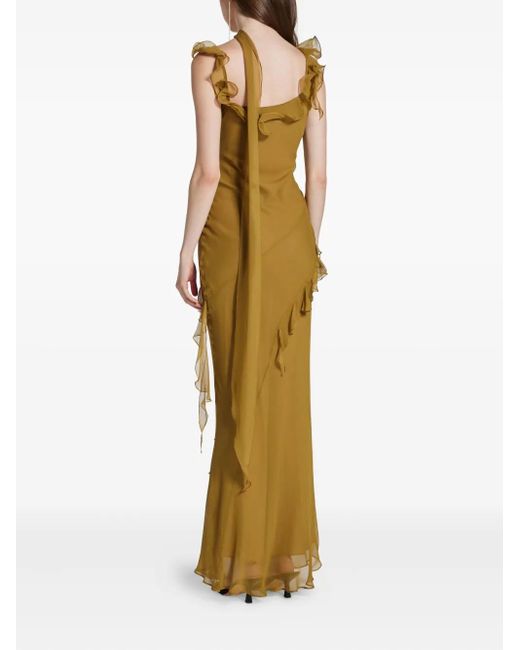 De La Vali Metallic Kleid Mit Rüschen