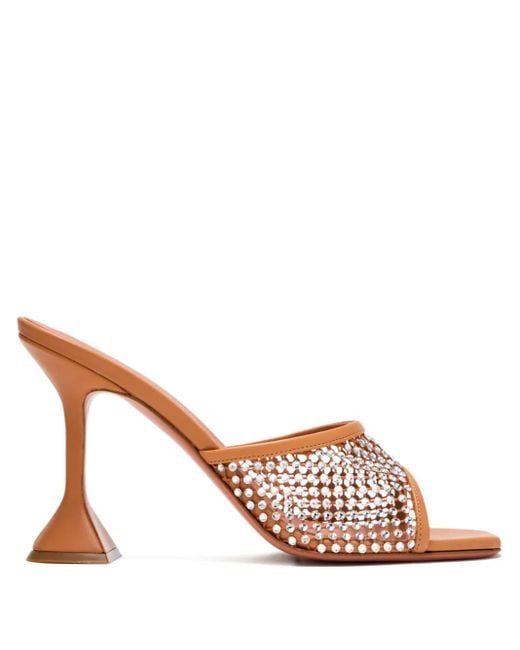 AMINA MUADDI Brown Lupita Crystal Net 95 Sandals