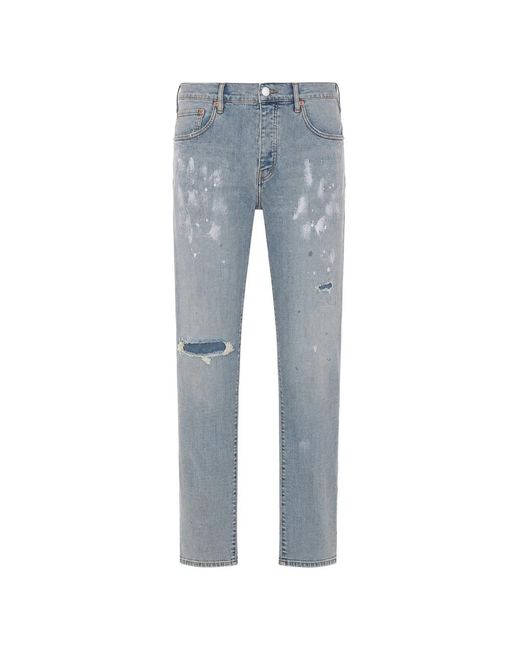 Purple Brand Blue Painted Distressed Jeans for men