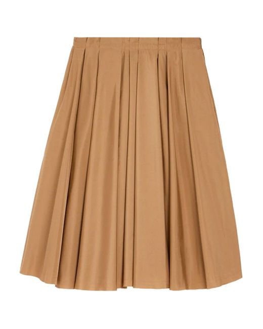 AMI Brown Corolla Taffetas Midi Skirt