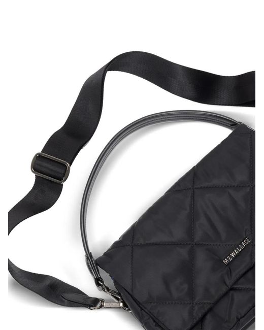 MZ Wallace Black Madison Quilted Flap Crossbody Bag