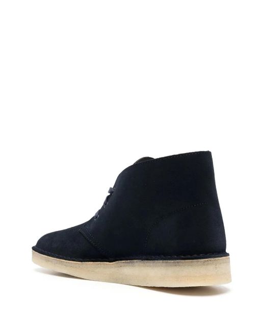 Clarks Blue Suede Lace-Up Desert Boots for men