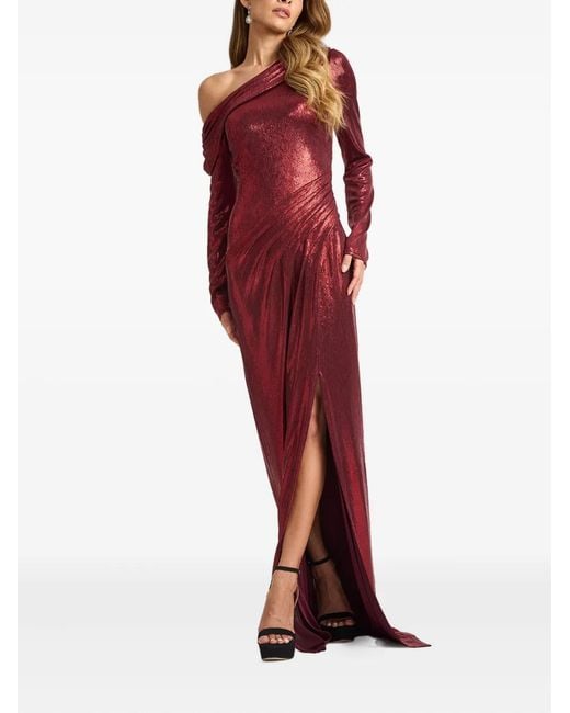 Tadashi Shoji Red One-Shoulder Slit Maxi Dress