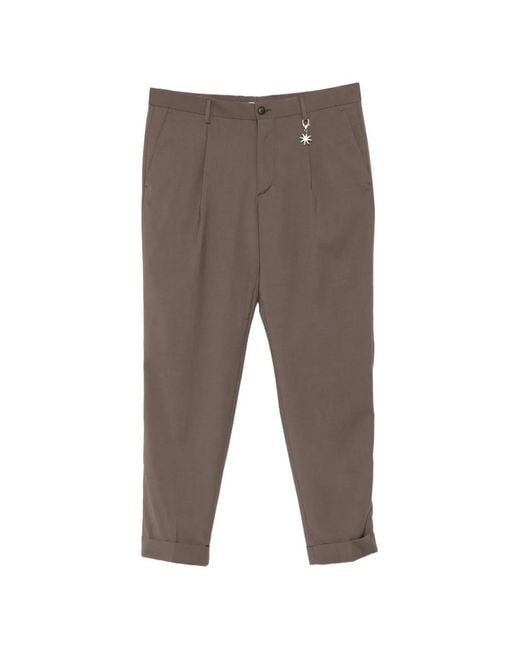 Manuel Ritz Gray Pleated Turn-Up Trousers for men